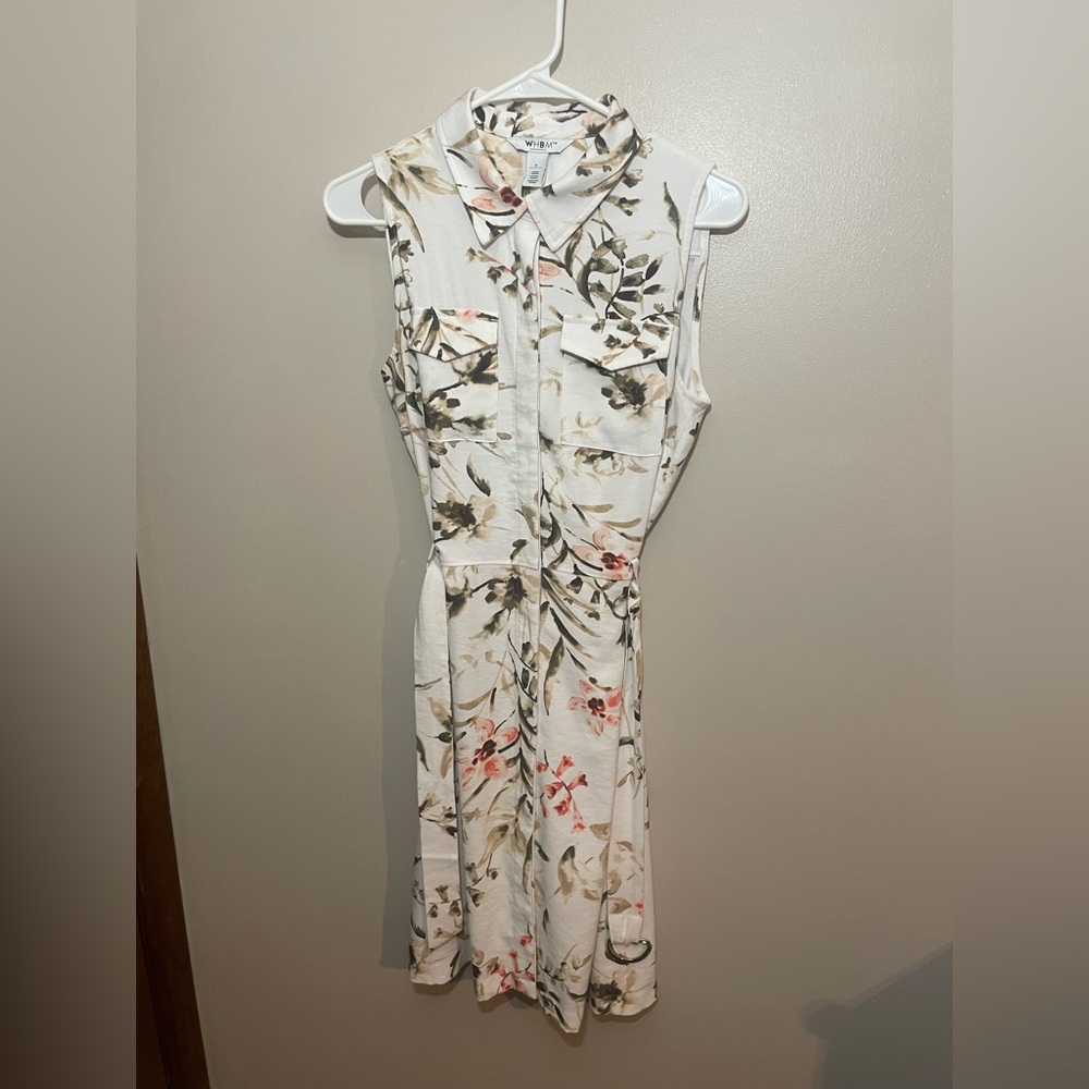 White House Black Market Floral Collared Midi Dress